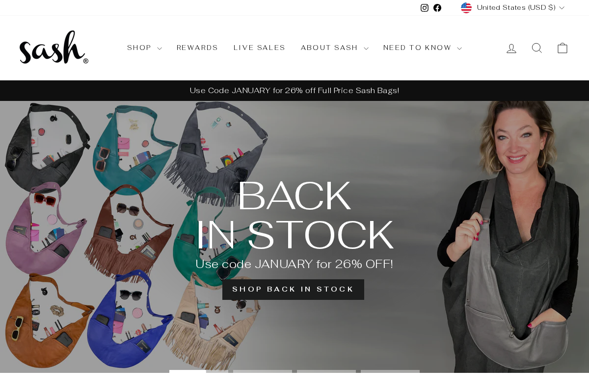 thesashbag.com homepage screenshot