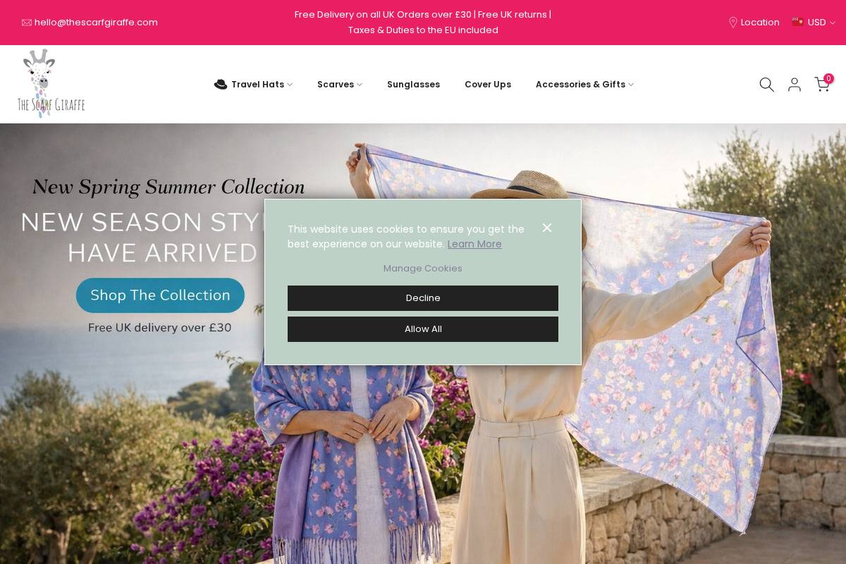 Thescarfgiraffe homepage screenshot