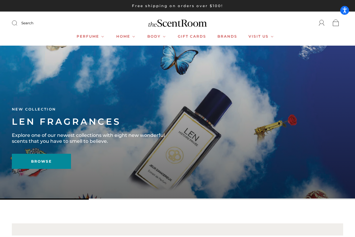 The Scent Room homepage screenshot