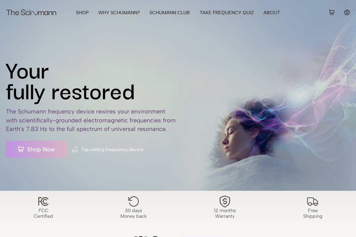 The Schumann homepage screenshot