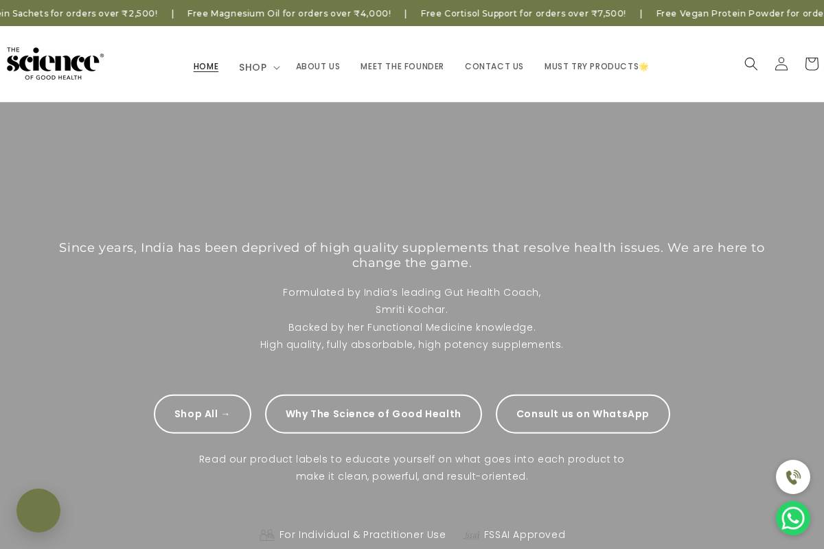 thescienceofgoodhealth.com homepage screenshot