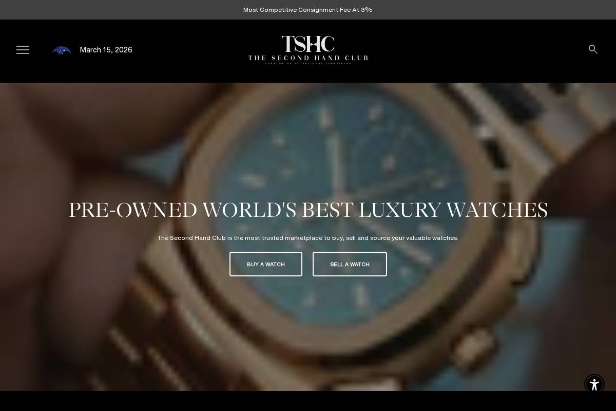 The Second Hand Club homepage screenshot