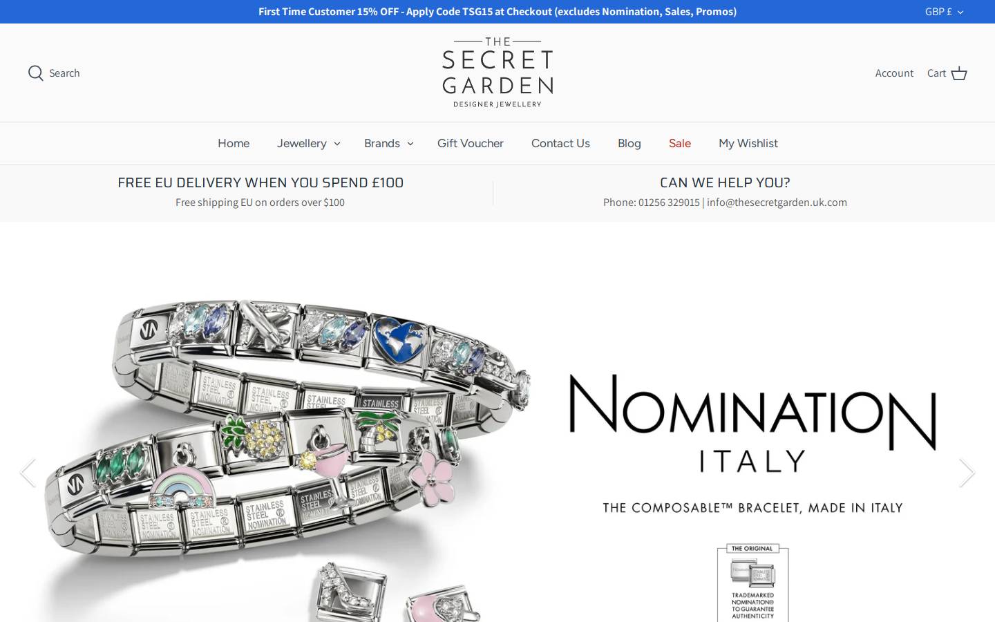 The Secret Garden Designer Jewellery homepage screenshot