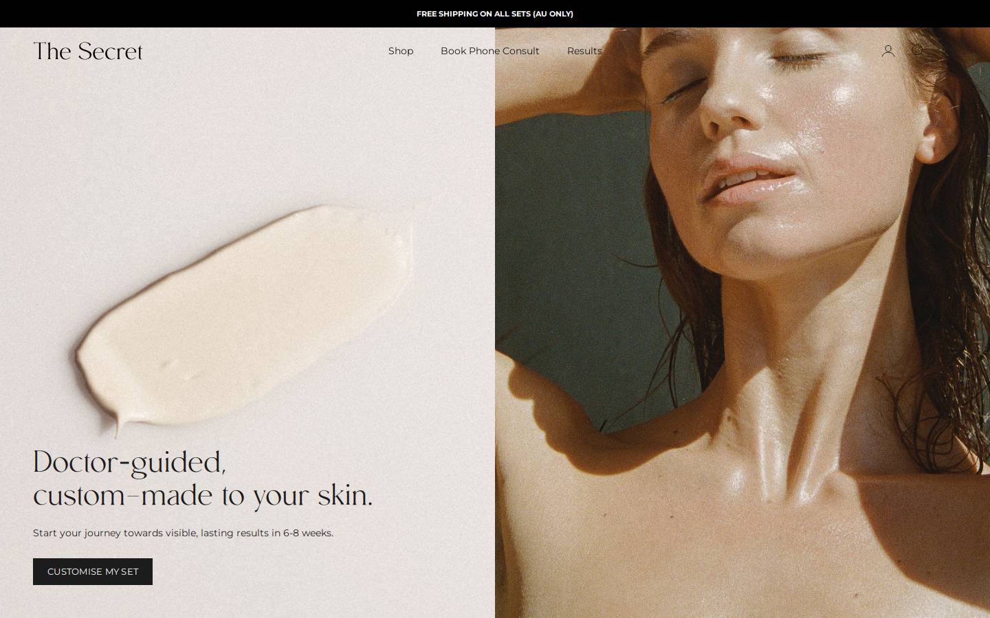 thesecretskincare.com homepage screenshot