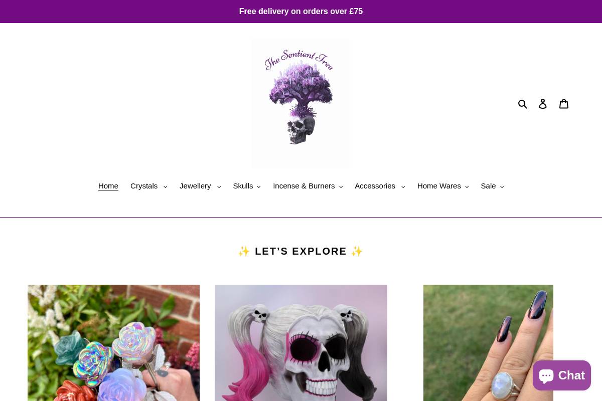 The Sentient Tree homepage screenshot
