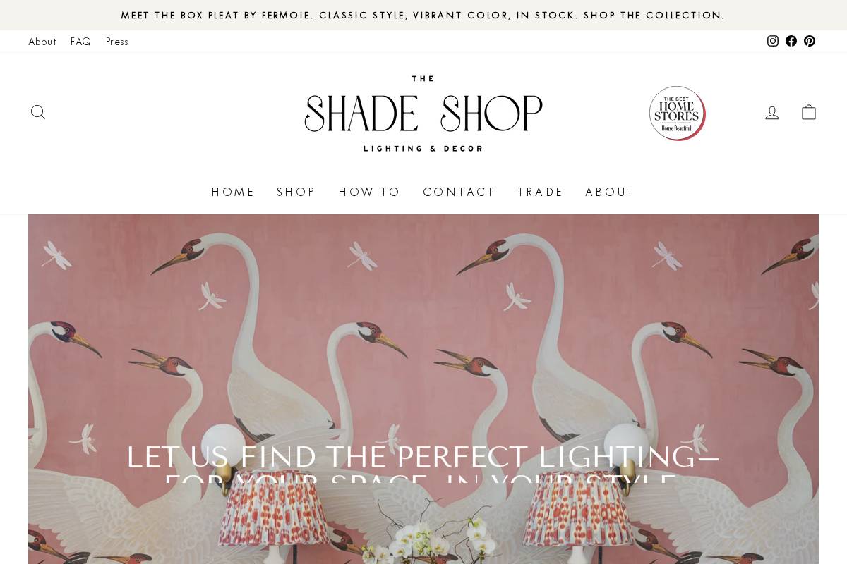 theshadeshop.com homepage screenshot
