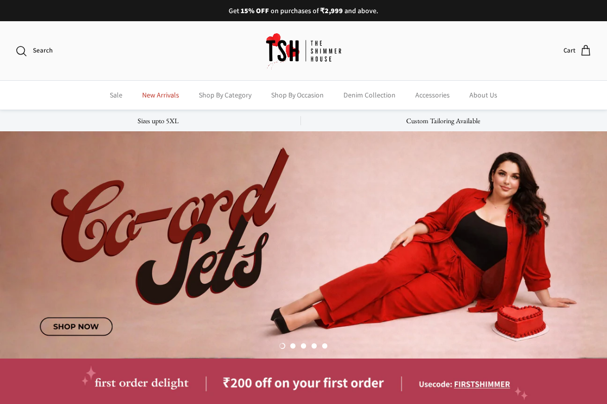 theshimmerhouse.com homepage screenshot