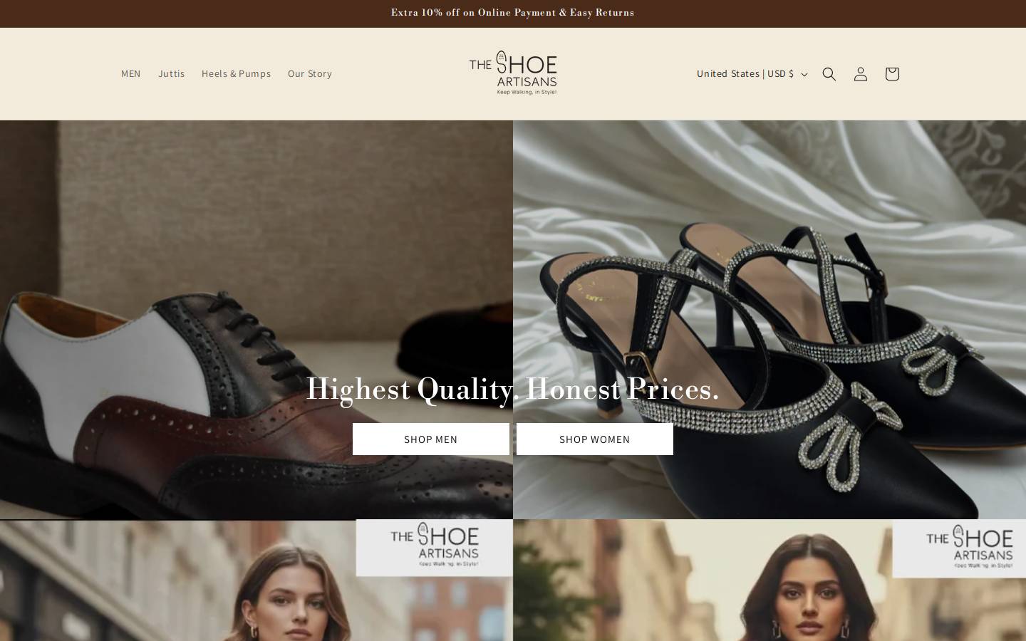 theshoeartisans.com homepage screenshot