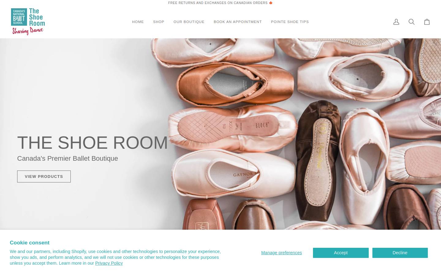 theshoeroom.ca homepage screenshot