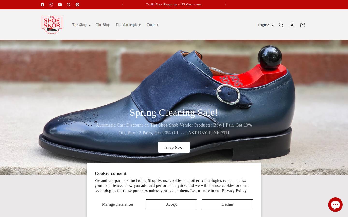 The Shoe Snob Store homepage screenshot
