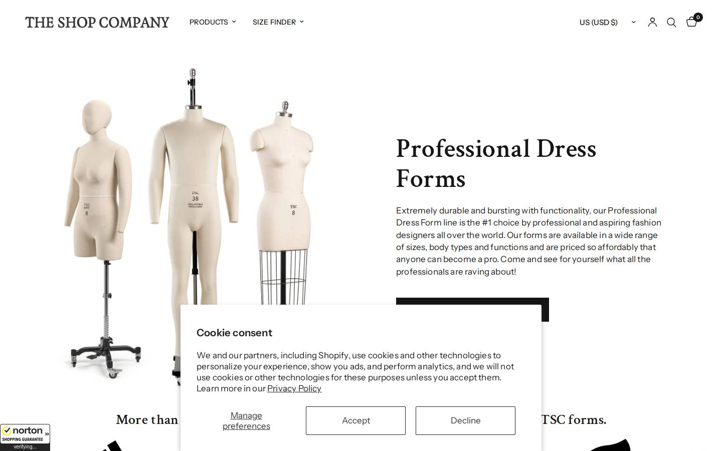 The Shop Company homepage screenshot