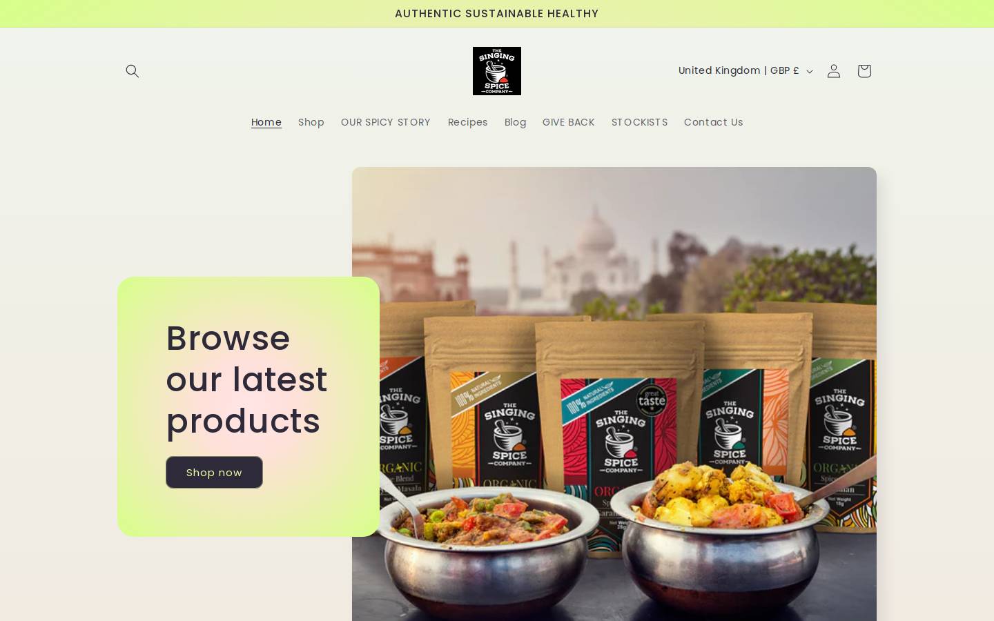 thesingingspicecompany.com homepage screenshot