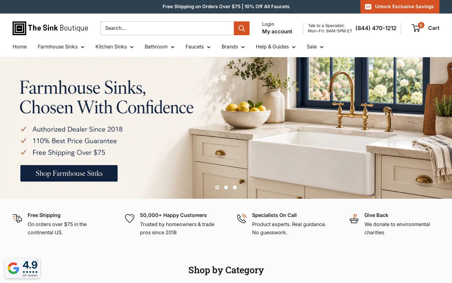 thesinkboutique.com homepage screenshot