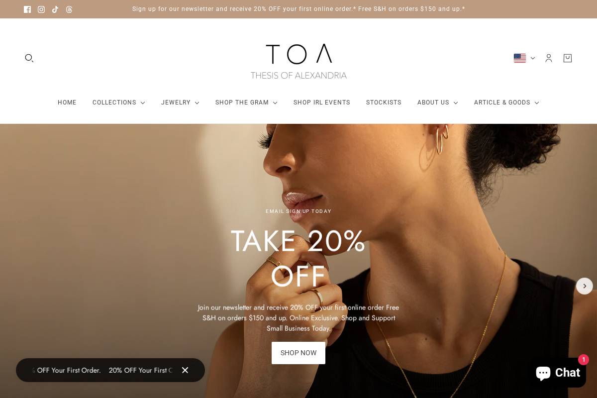 thesisofalexandria.com homepage screenshot
