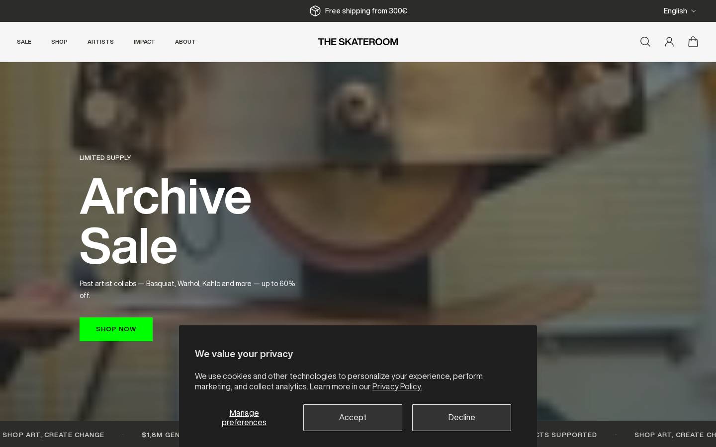 THE SKATEROOM homepage screenshot