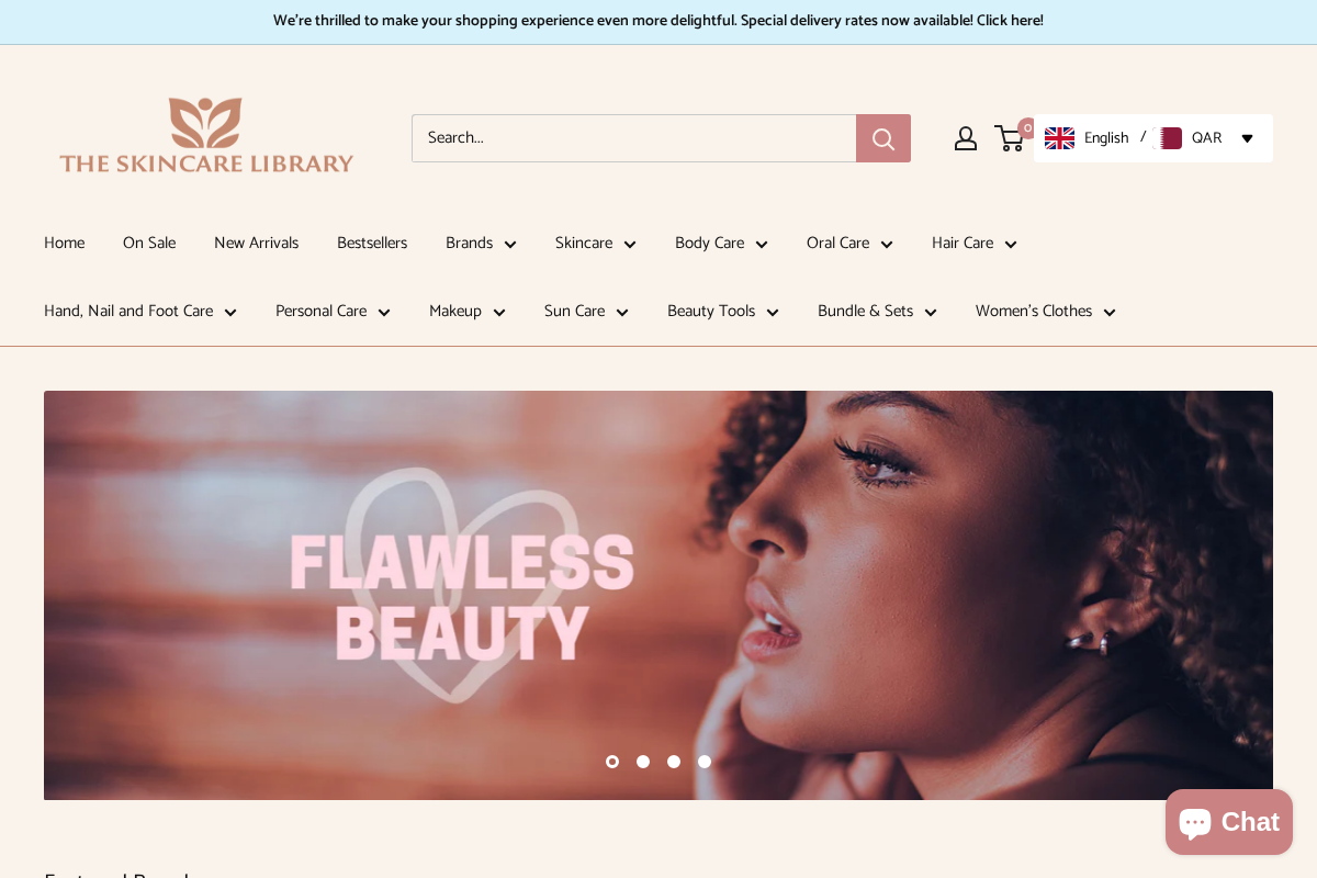 The Skincare Library homepage screenshot