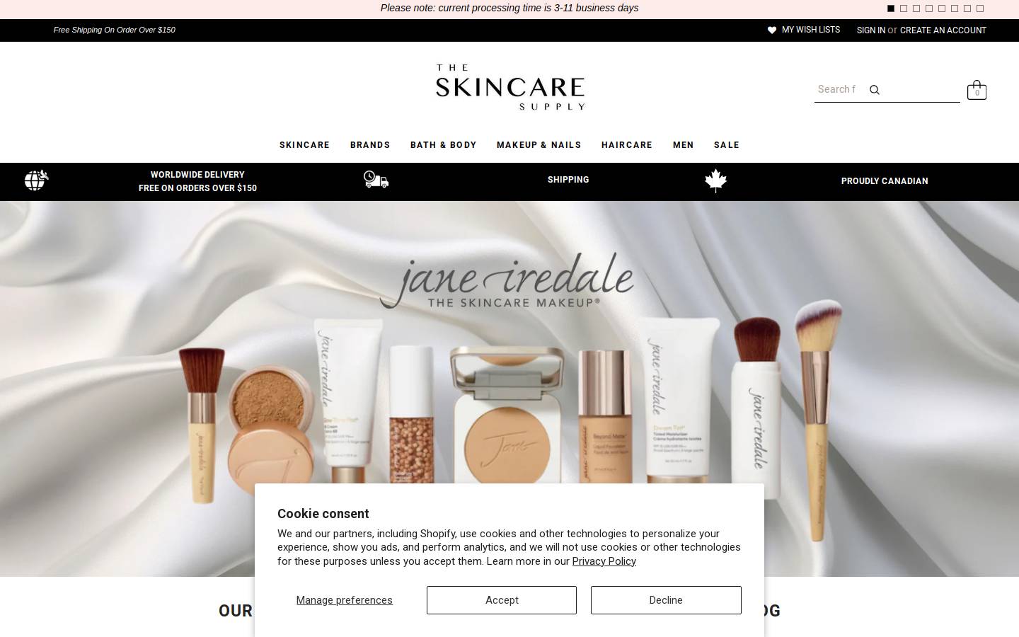 The Skincare Supply homepage screenshot