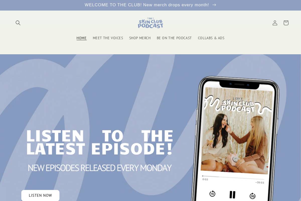 theskinclubpodcast.com homepage screenshot