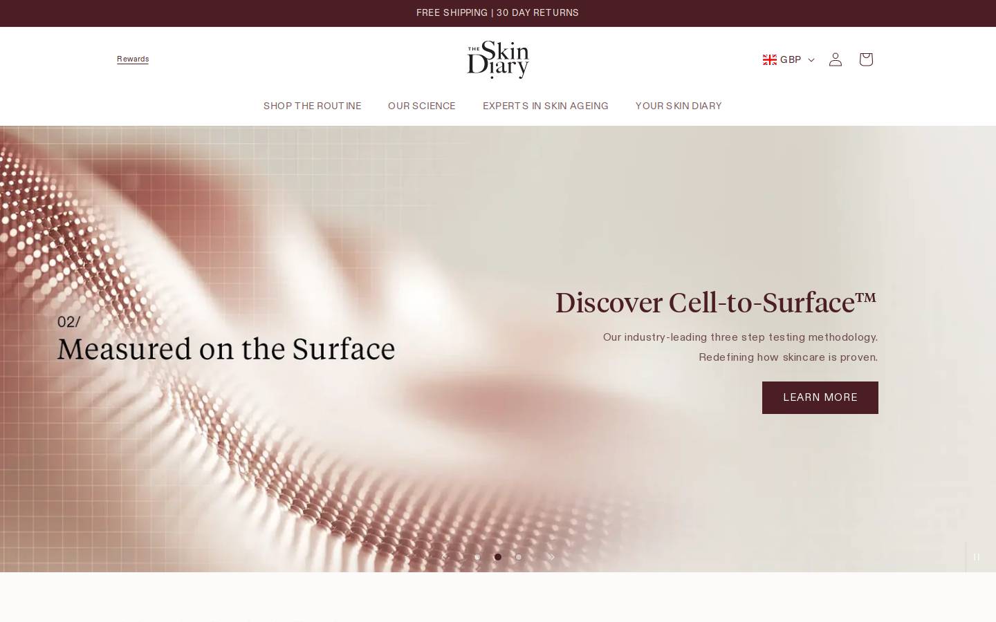 Theskindiary homepage screenshot