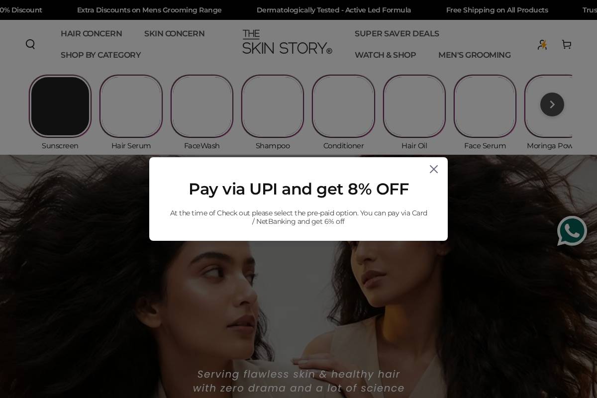 theskinstory.in homepage screenshot