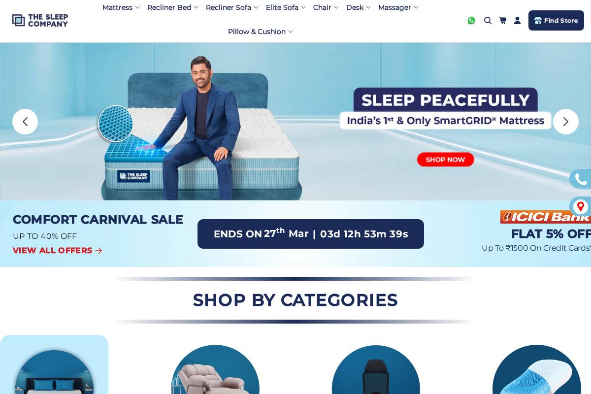 Thesleepcompany homepage screenshot