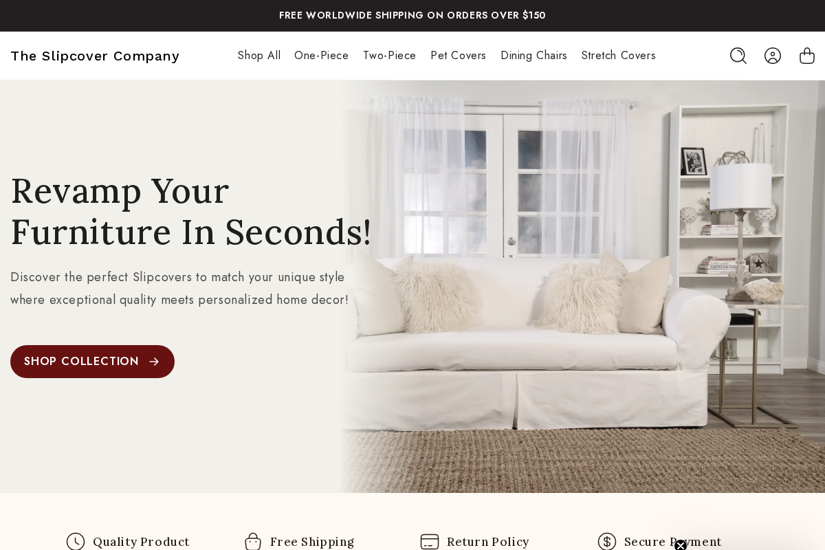 The Slipcover Company homepage screenshot