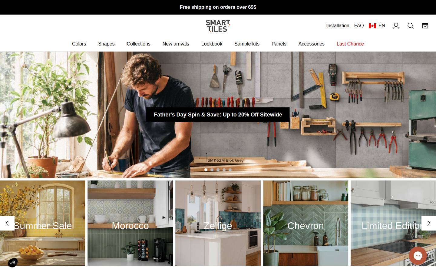 The Smart Tiles homepage screenshot