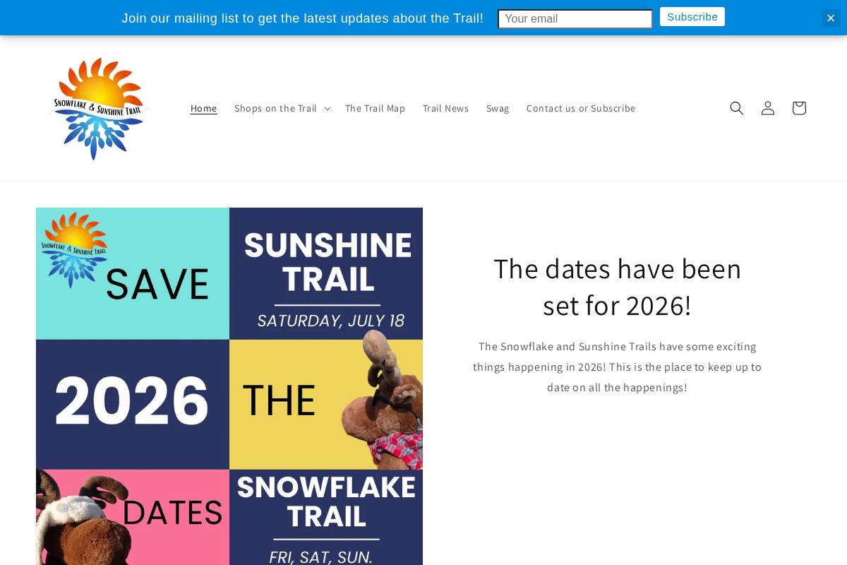 thesnowflaketrail.com homepage screenshot