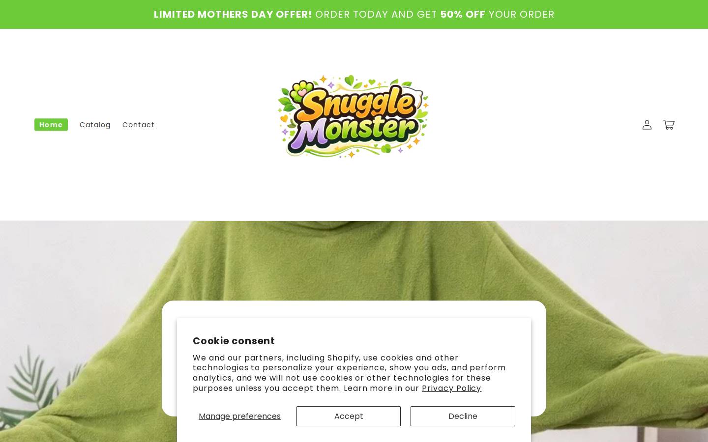 thesnugglemonster.store homepage screenshot