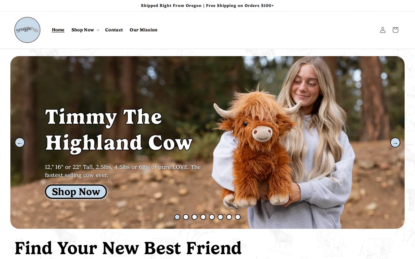 SnugglePals homepage screenshot