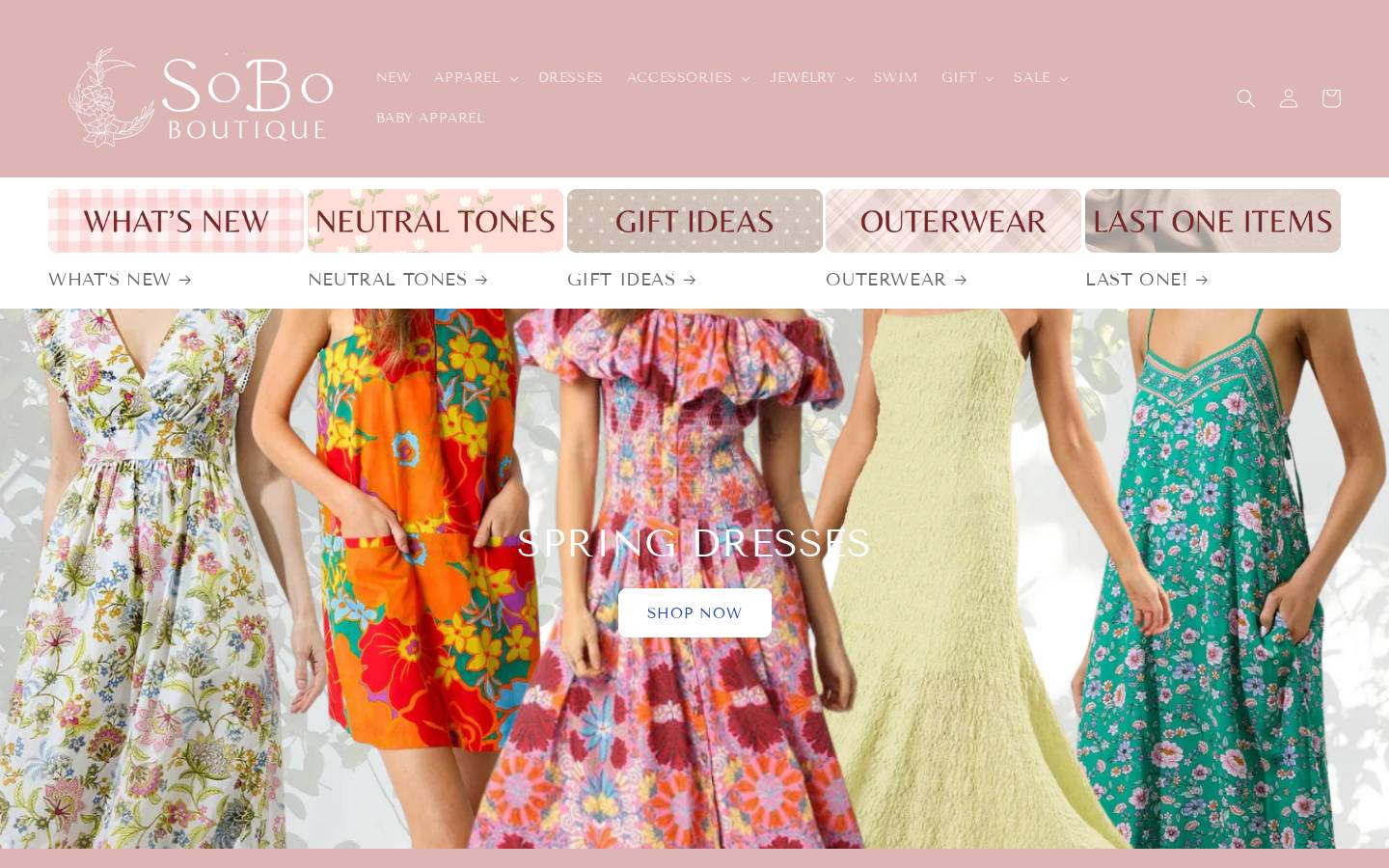 thesoboboutique.com homepage screenshot