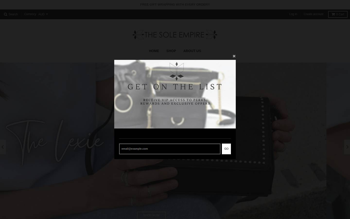 thesoleempire.com.au homepage screenshot