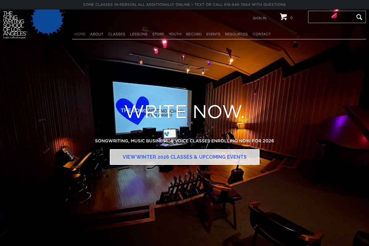 The Songwriting School of Los Angeles homepage screenshot