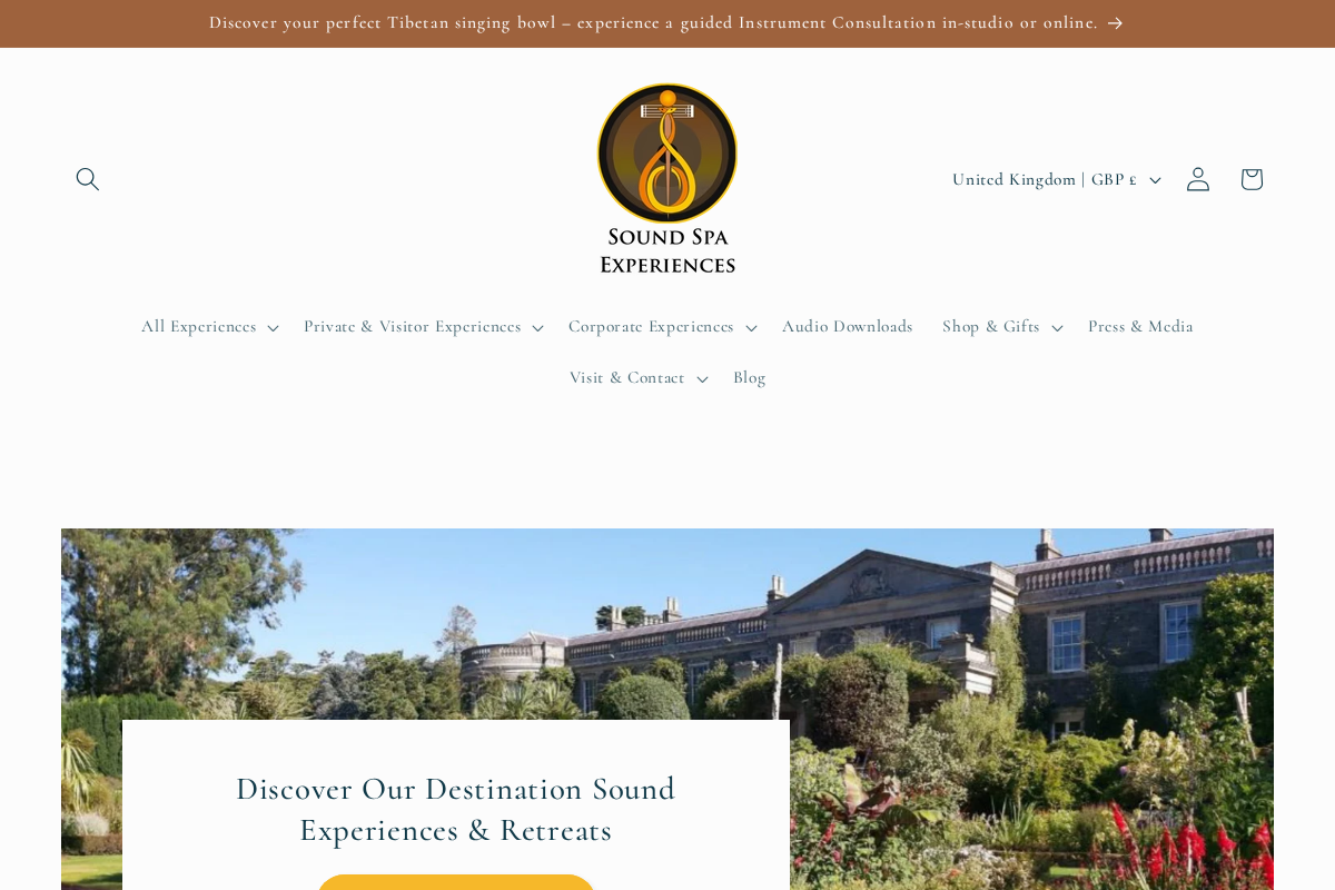 Sound Healing Spa homepage screenshot