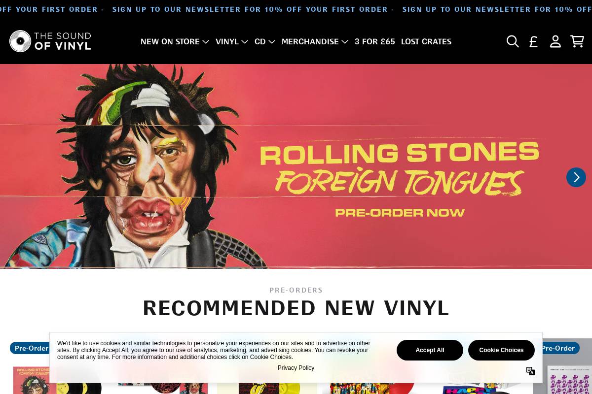 The Sound of Vinyl homepage screenshot