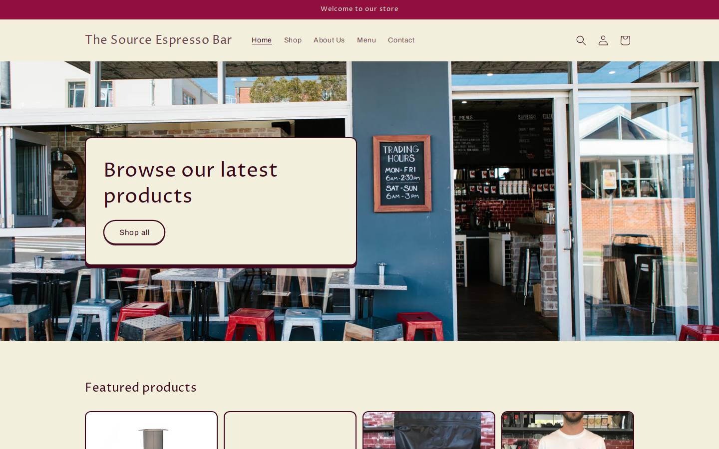 thesourceespresso.com homepage screenshot