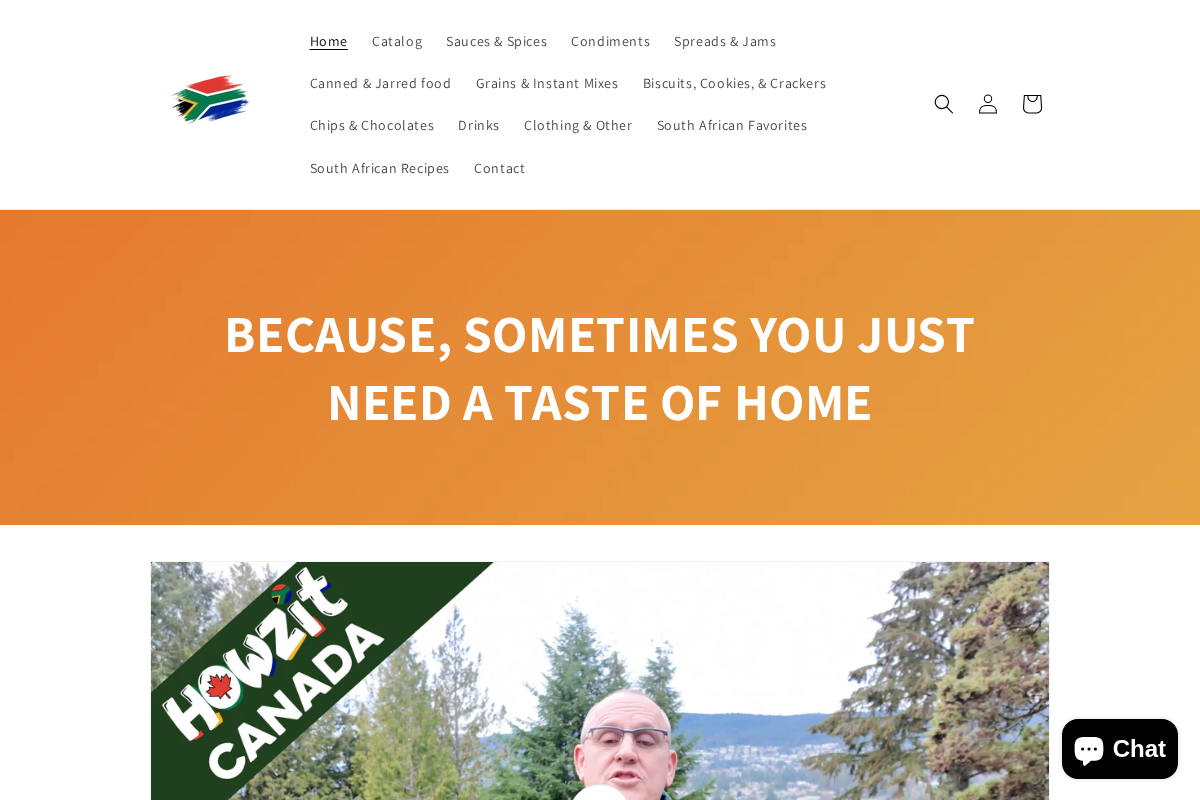 The South African Shop homepage screenshot