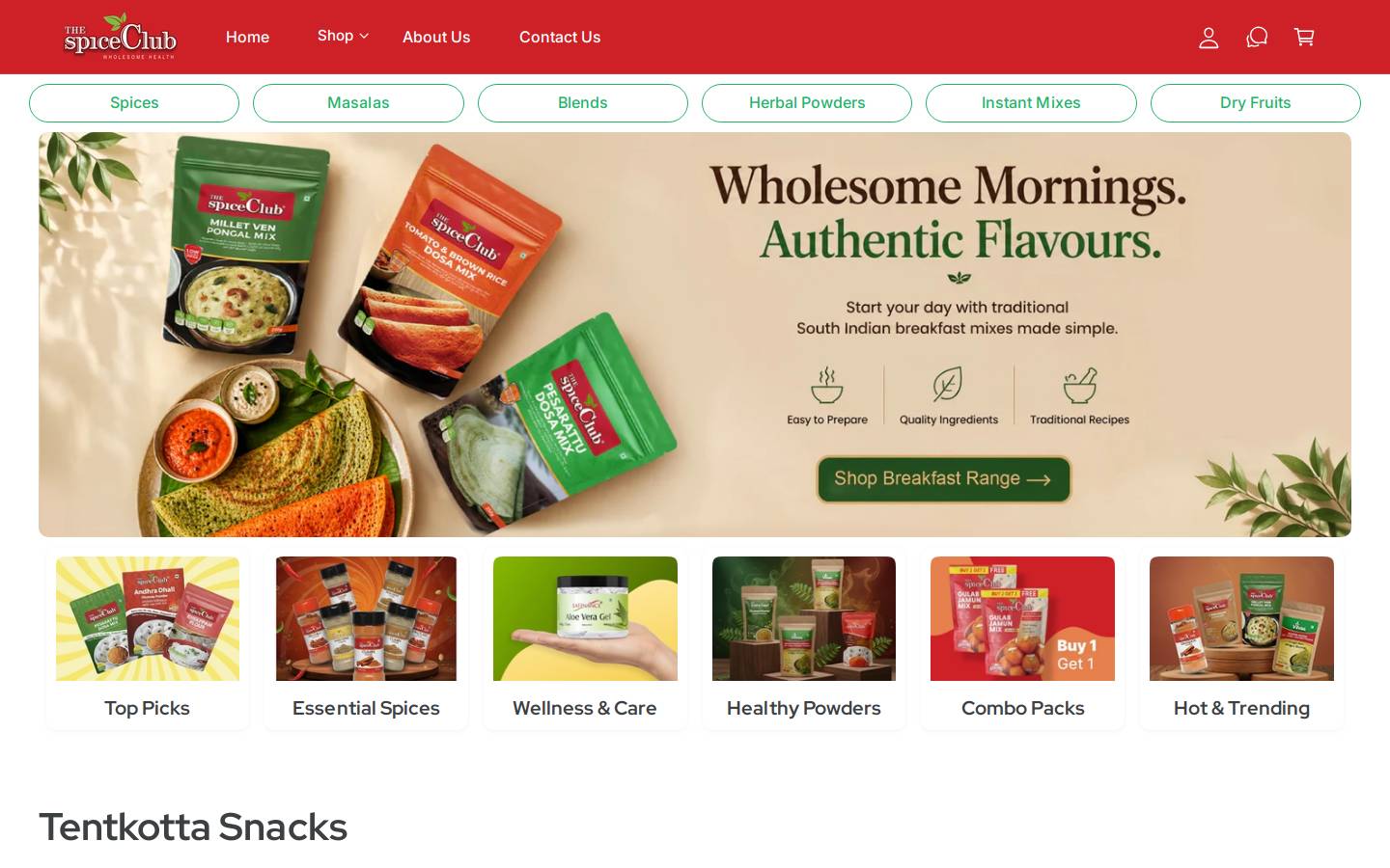 thespiceclub.in homepage screenshot