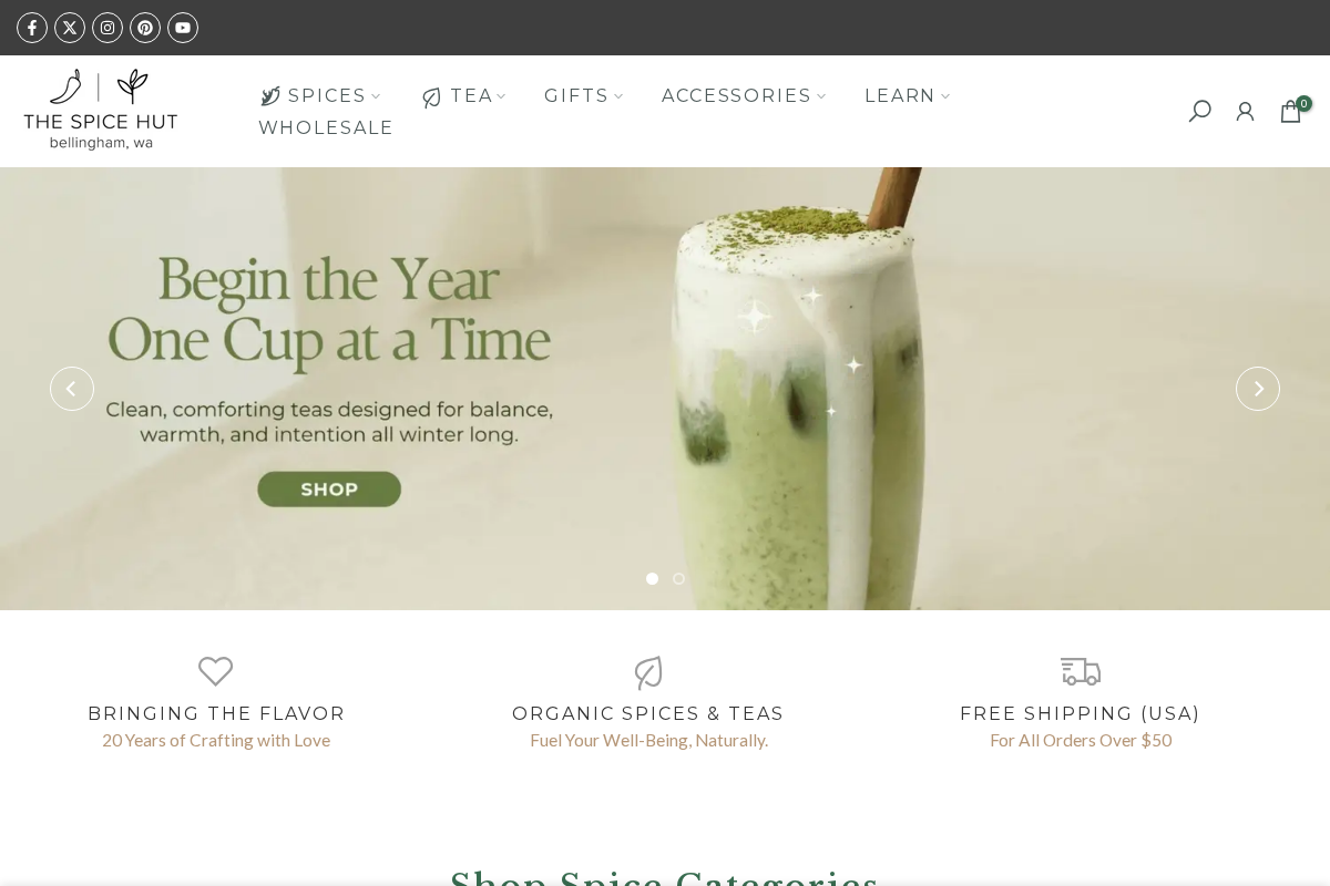 The Spice Hut homepage screenshot