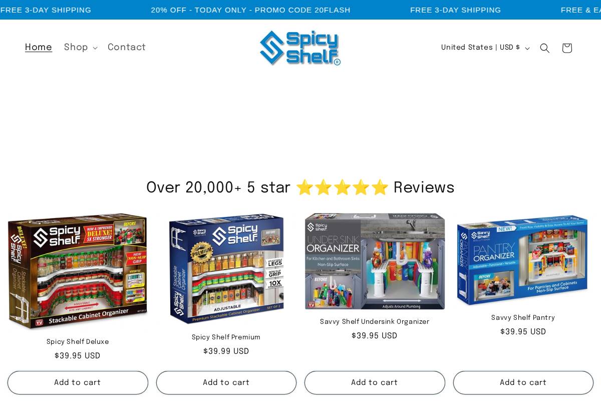 thespicyshelf.com homepage screenshot