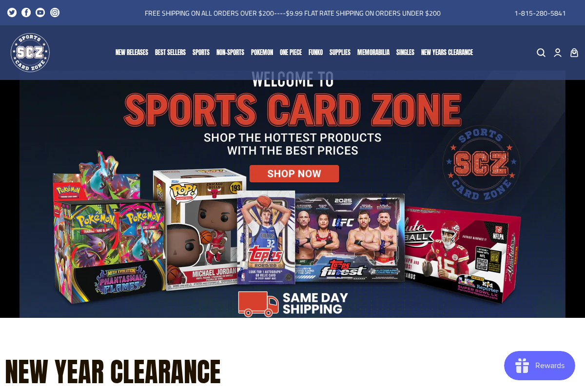 Sports-card-zone homepage screenshot