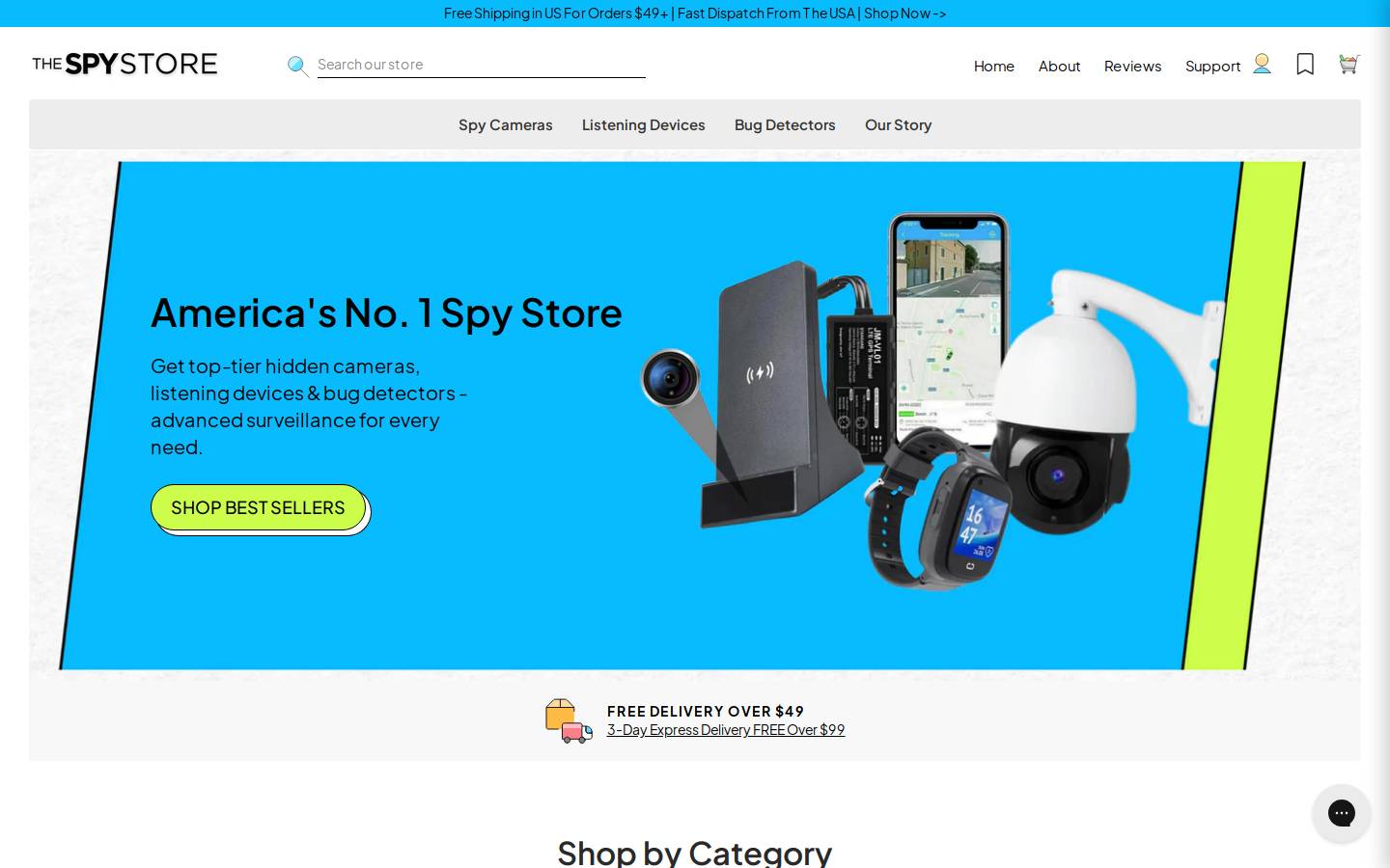 The Spy Shop homepage screenshot