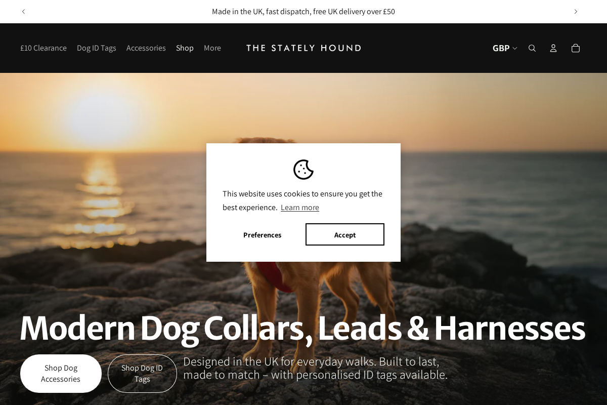 The Stately Hound homepage screenshot