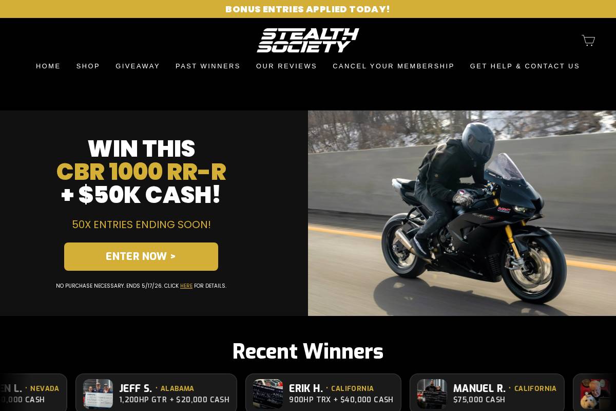 Thestealthsociety homepage screenshot