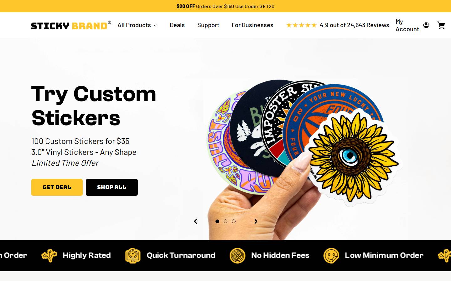 thestickybrand.com homepage screenshot
