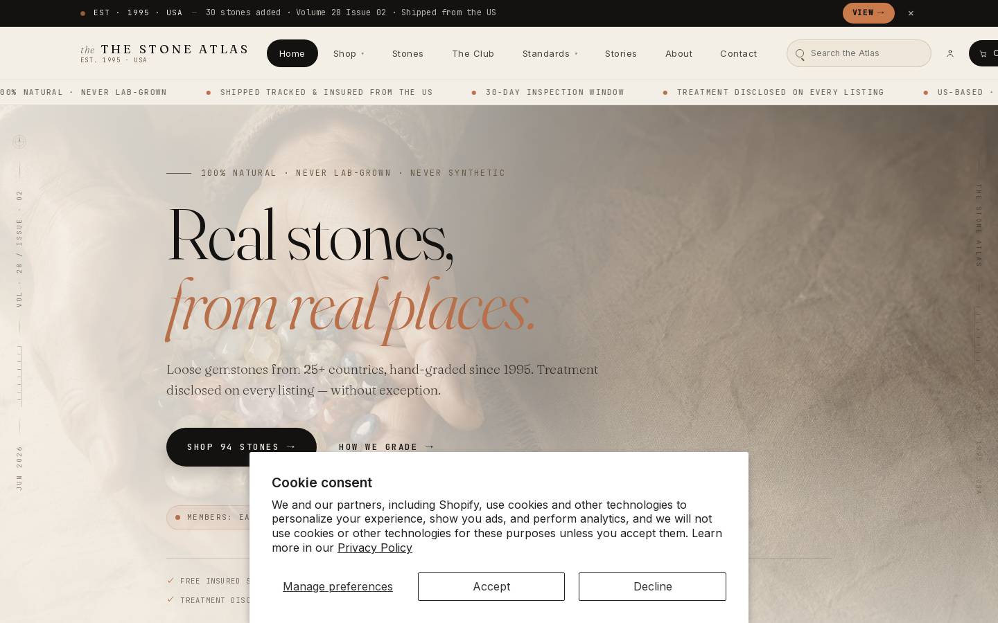 thestoneatlas.com homepage screenshot