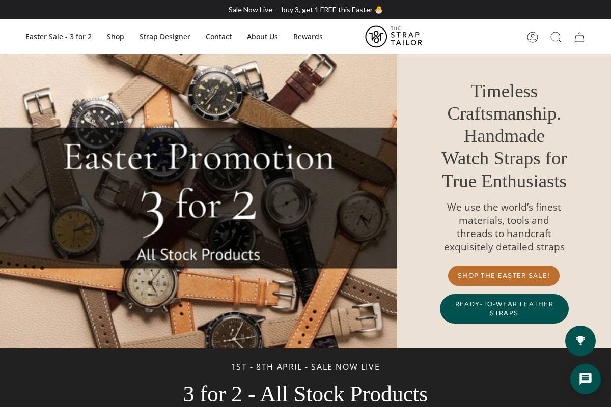 The Strap Tailor homepage screenshot
