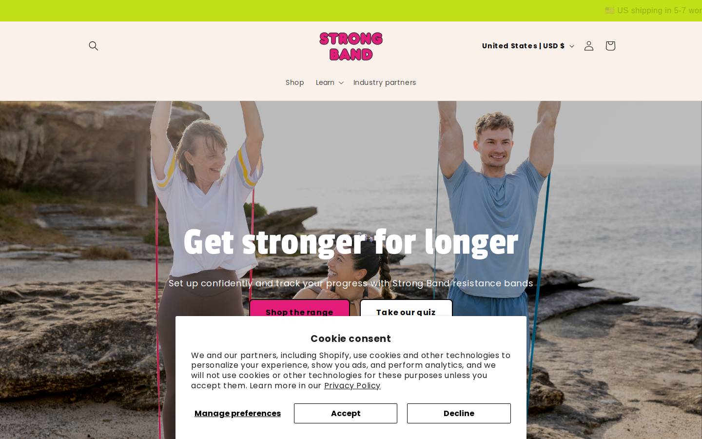thestrongband.com homepage screenshot