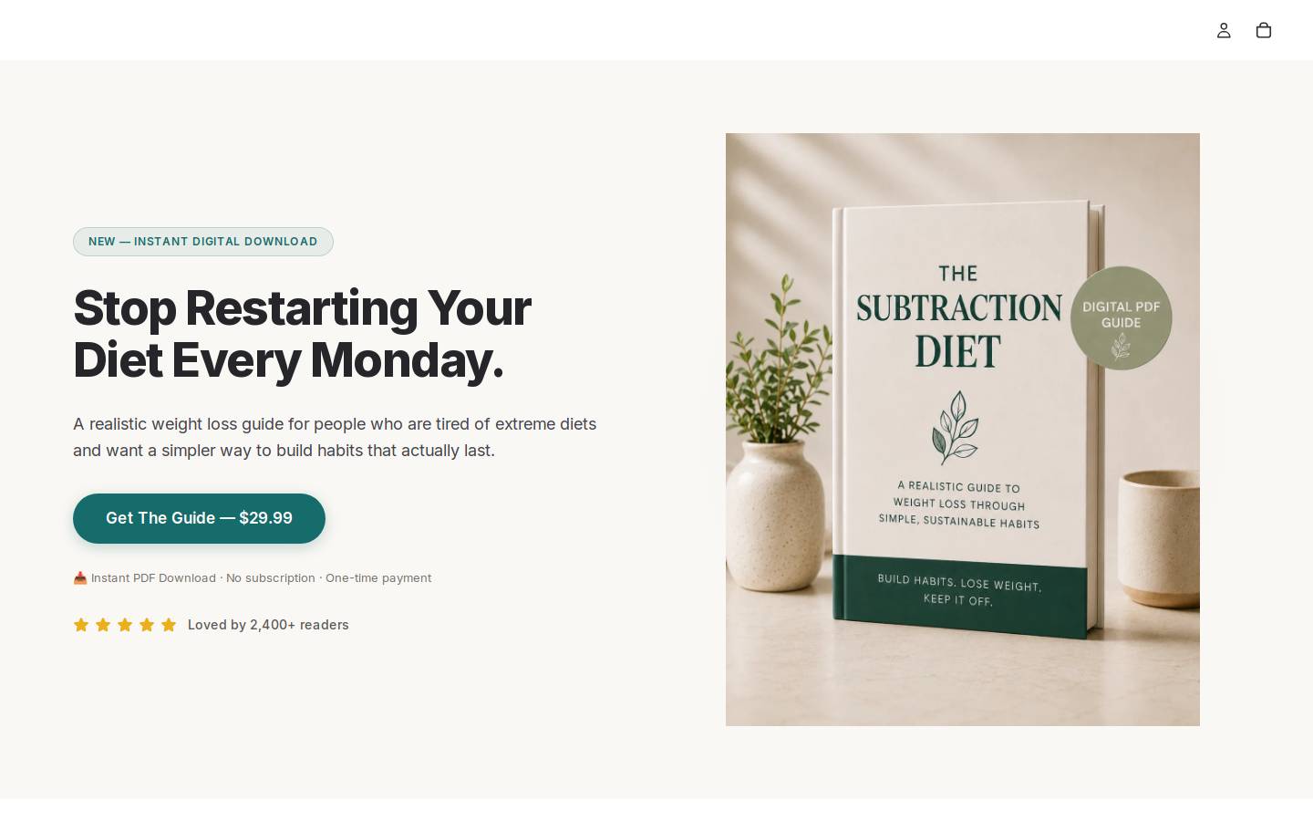 thesubtractiondiet.com homepage screenshot