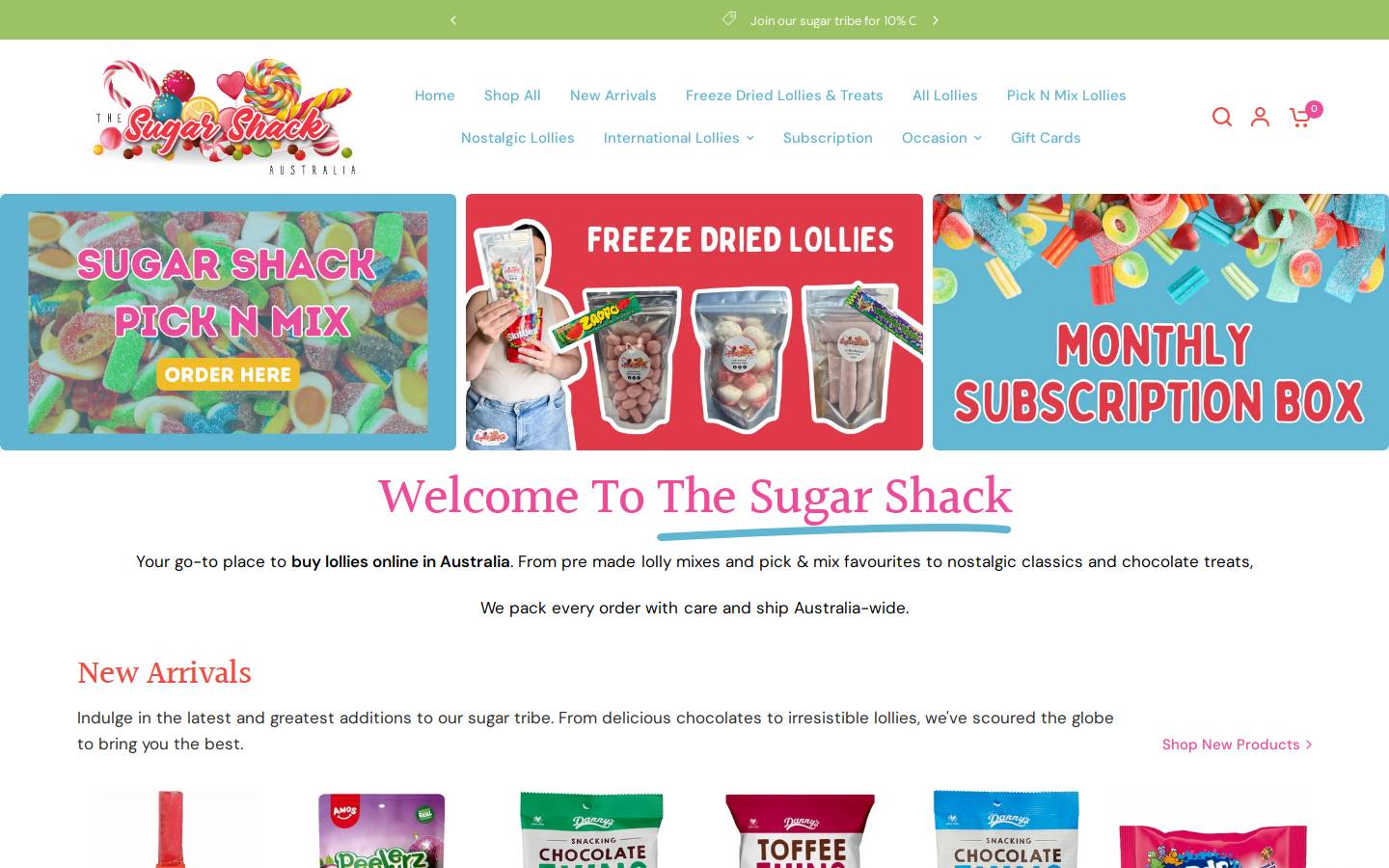 thesugarshack.com.au homepage screenshot